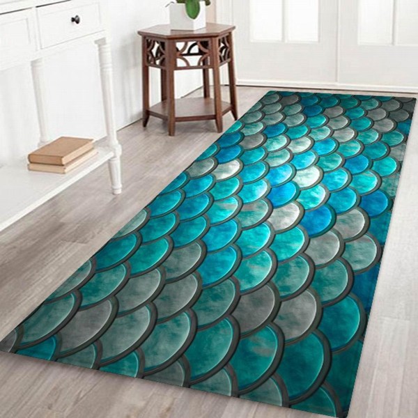 Printed 3D Golvmatta Runner Non-För slip Area Rug Scale Pattern