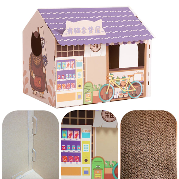 Cat House with Scratch Pad Slitstark wellpapp för Purple