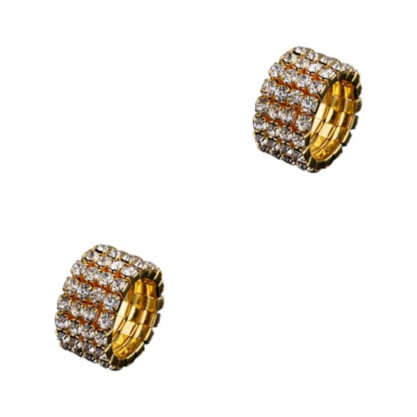 1/2/3/5 Stretch Crystal Ring Utsökt inläggning för Elegant golden 4 rows 2PCS