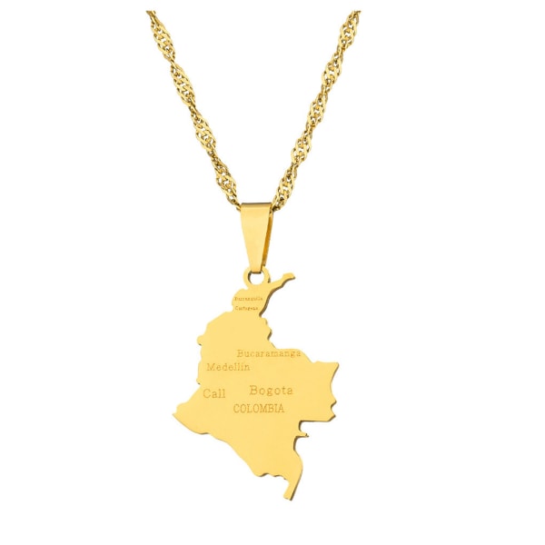 1/2/3 rostfritt stål personlig colombia kartan hänge halsband gold 2Set