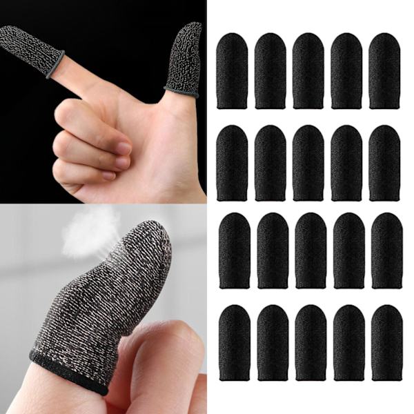 1/2/3/5 20 delar Gaming Finger Sleeves Anti Sweat Andas Black 45 x 25mm 1Set