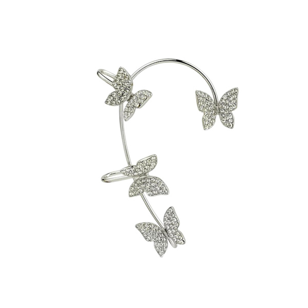 1/2/3/5 Clip Earring För Butterfly Ear Cuff Clip för Daily Silver Right 5.2cm 1Set