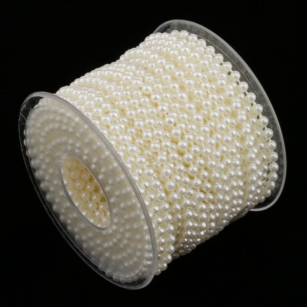 20 Meter Pearl Beads Chain Ribbon Trim för bröllopsdekor DIY Beige