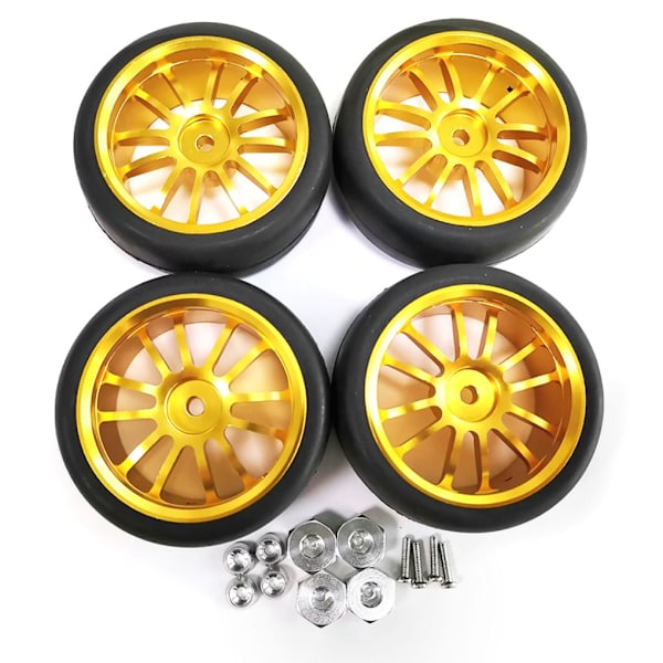 1/10 Plast Slitstarka hjulfälgar Däck för WPL D12 RC Bildel RC Golden