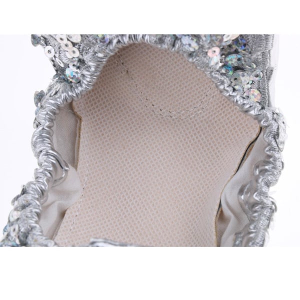 1/2/3/5 Kvinnor Tjej Magdansskor Non- För slip Soft Soles Silver L 1Set