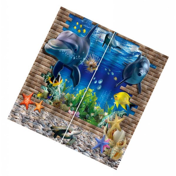 1/2 Digital Printing 3D Gardindraperier för vardagsrummet i sovrummet Undersea 1Set
