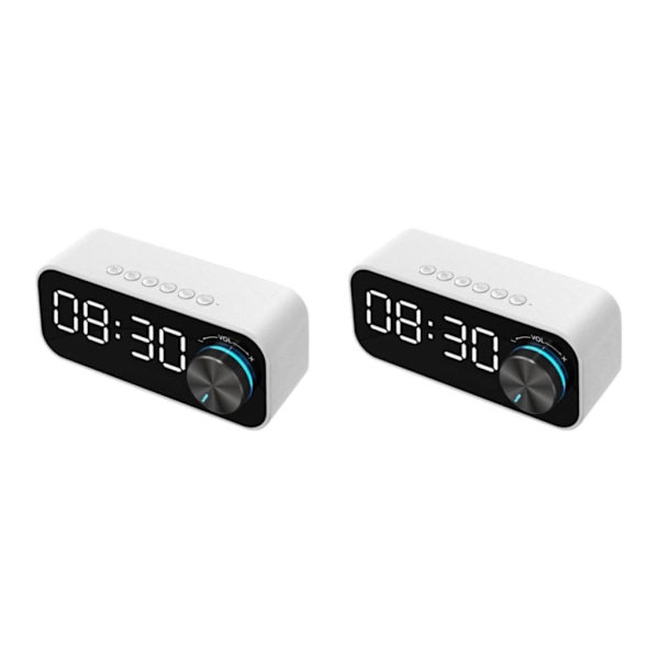 1/2/3/5 Dubbel väckarklocka Bluetooth spegel med stereohögtalare White 14.2x4.5x6cm 2Set