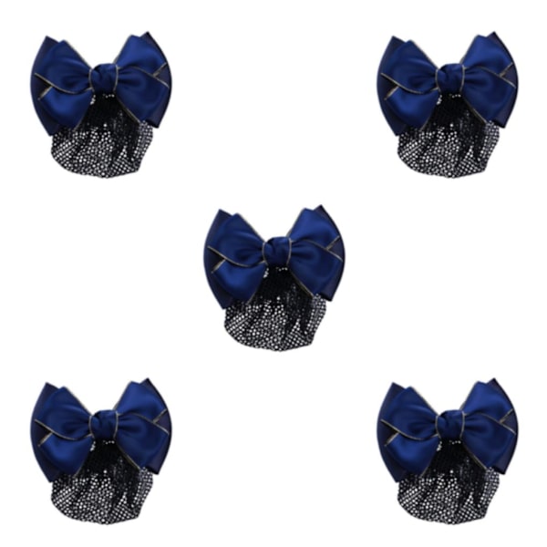 1/2/3/5 tyg lätt att bära Elastiska hårnät för moderiktiga Gold rim -  Blue 5Set