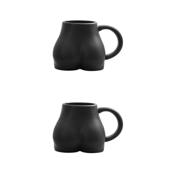1/2 300 ml keramisk kaffemugg Ass Butt Shape Coffee Novelty black 12x9x6cm 2Set