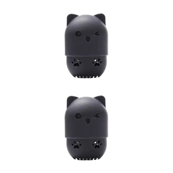 1/2/3/5 Silikon Cat Makeup Svampar Förvaringslåda Rengör och black 2PCS