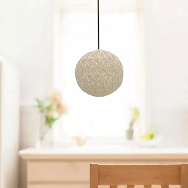 Vävd Pendelljusskärm Lampbur Rottingkula Lampskärm för White 15cm