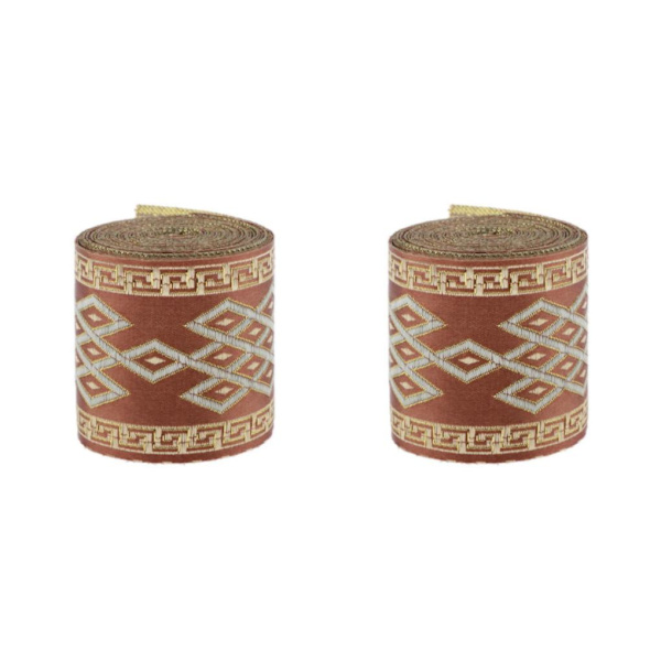 1/2/3/5 5 meter/ 5,5 Yds Jacquard Trim Wide Woven Border Ribbon Red Brown 6cm x 5M 2Set