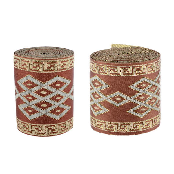 1/2/3/5 5 meter/ 5,5 Yds Jacquard Trim Wide Woven Border Ribbon Red Brown 8cm x 5M 1Set