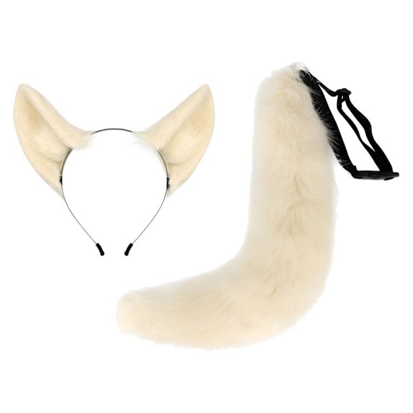 1/2/3/5 3st Furry Cat Ear Tail Läderchoker Halloween Lolita White Gold 2PCS