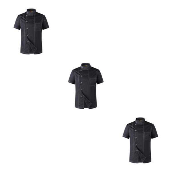 1/2/3 Svart Lätt att rengöra Chef Coat Button Chef Uniformer För black xxl 3Set