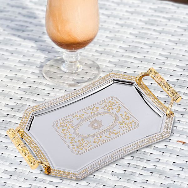 1/3/5 rostfritt stål mönster bricka Organizer Dessert bricka för gold M 1 Pc