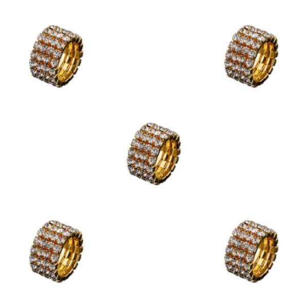 1/2/3/5 Stretch Crystal Ring Utsökt inläggning för Elegant golden 4 rows 5PCS