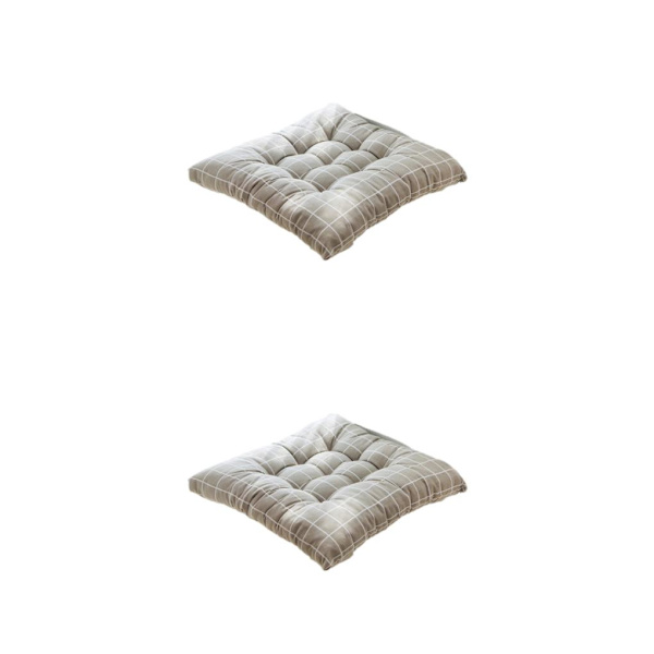 1/2 mjuk och bekväm fyrkantig stolsdyna för mysig sits gray grid 2PCS