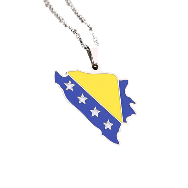 1/2/3/5 Legering Ny karta flagga hänge halsband för unika och Silver 2PCS