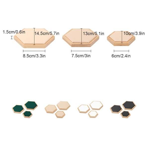 1/2/3 3pack/lot Utsökt Craft Hexagon Armband Display bricka Grey 1Set