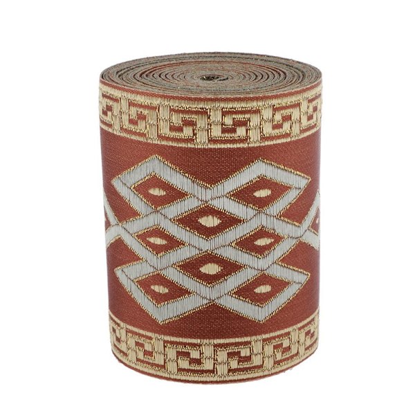 1/2/3/5 5 meter/ 5,5 Yds Jacquard Trim Wide Woven Border Ribbon Red Brown 8cm x 5M 1Set