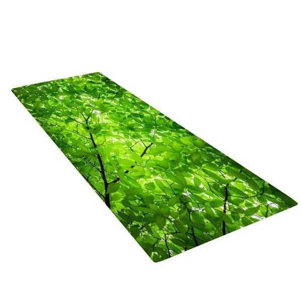 Printed 3D Golvmatta Runner Non-För slip Area Rug Green Leaves