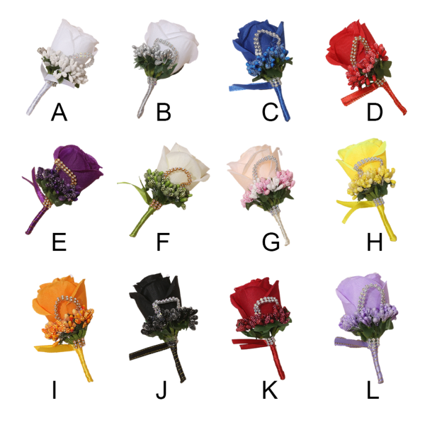 Bröllop Boutonniere säkra och återanvändbara brudgumstillbehör Broscher White