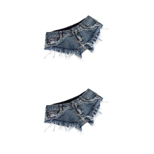 1/2 Kvinnor Slim Fit Low Waist Distressed Jeans Hot Micro Stretchy blue S 2Set