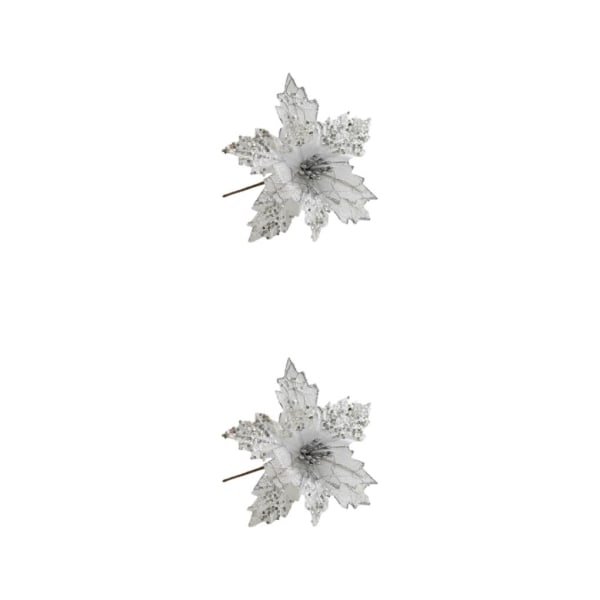 1/2/3 tyg vida tillämpningar av blommor jul för att ljusna Silver 2Set
