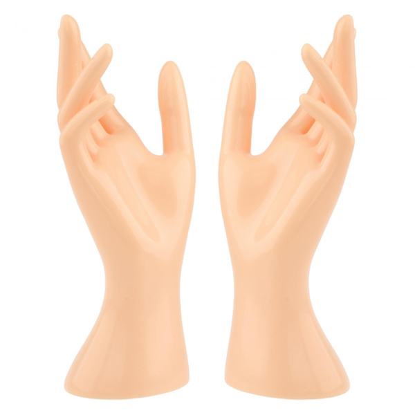 1 par kvinnlig skyltdocka hand multifunktionell för fingerring Beige Height 8.46 Inch