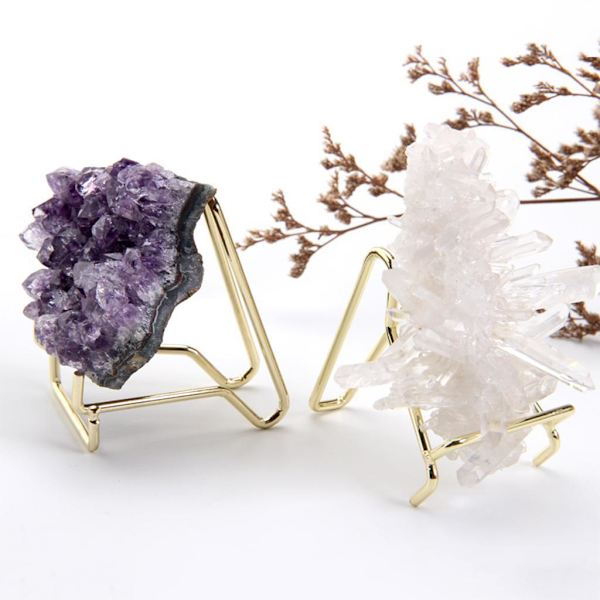 1/2/3 Iron Ores Stone Display Stand Desktop Rock Holder Base Golden L 1Set