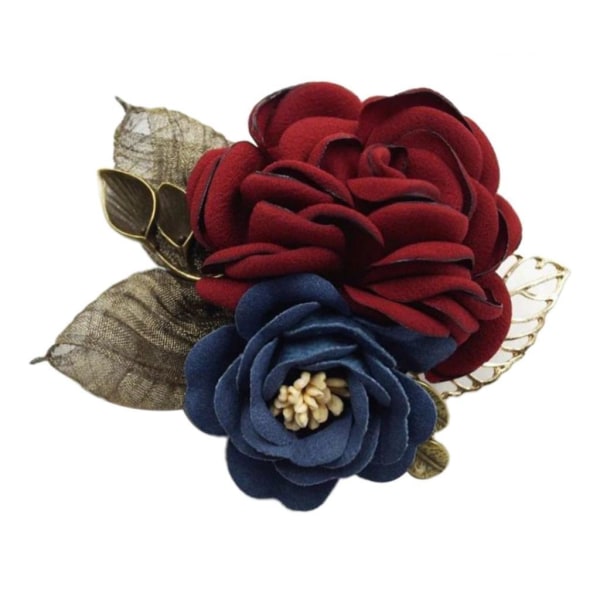 1/2 koreansk stil Rose Flower Sjal Brosch Pin Brudgum Brud Wine 1Set