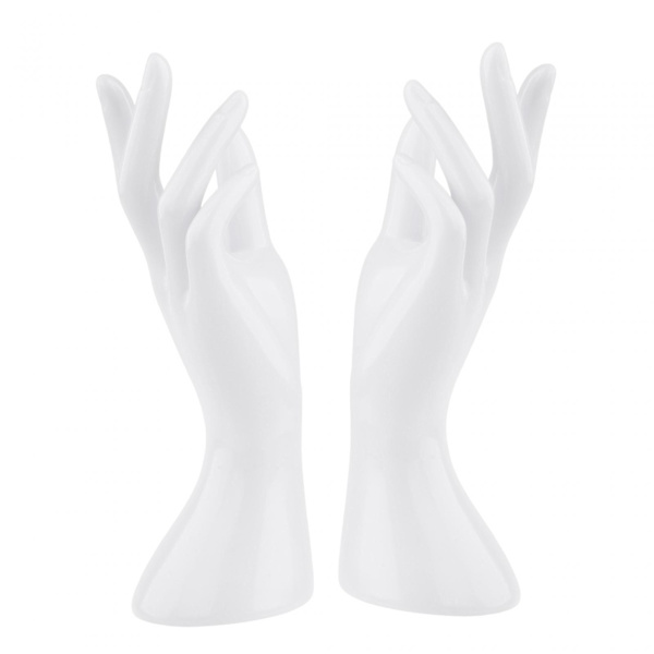 1 par kvinnlig skyltdocka hand multifunktionell för fingerring White Height 8.46 Inch