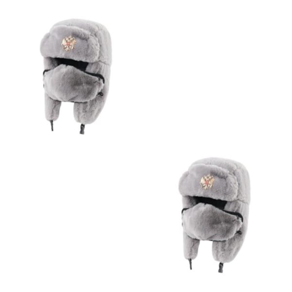 1/2 polyester rysk hatt varm och förbli snygg män S vinter grey 2Set