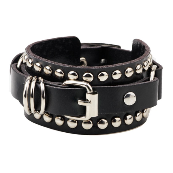 1/2/3/5 PU Läderarmband Justerbar Wrap Cuff Nit för White 24.5 x 3.2cm 1Set