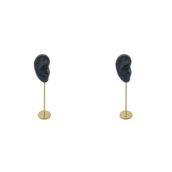 1/2/3 Örhänge Display Stand Human Ear Model Stud Holder Showcase Right Ear Black Height: 18cm 2Set