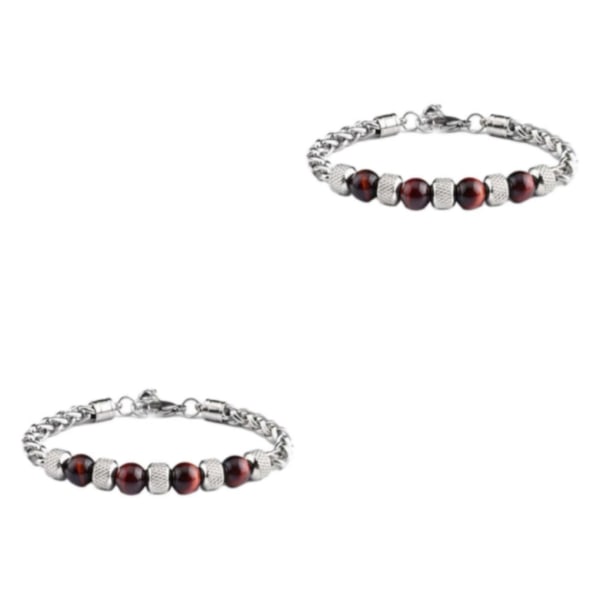 1/2/3/5 mångsidigt beaded kedja armband med fashionabla accenter Red tiger eyes 2Set