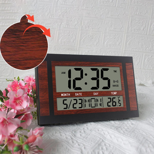 1/2 Digital Väckarklocka Nattställ Timer 12/24H Timing Vägg deep wood grain 1 Pc