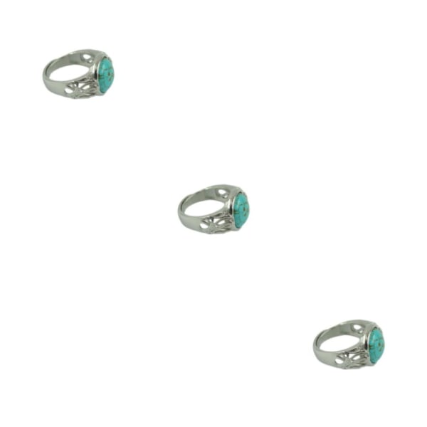 1/3/5 mode vintage justerbar ring naturlig turkos rund Silver 12mm 3Set