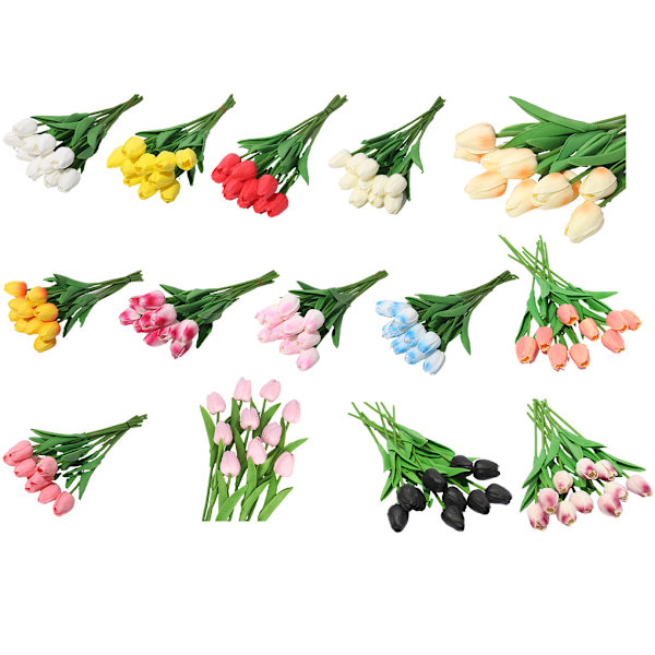 1/2/3 10påse Simulerade tulpaner Ljusa och charmiga blommor för red 1 Pc