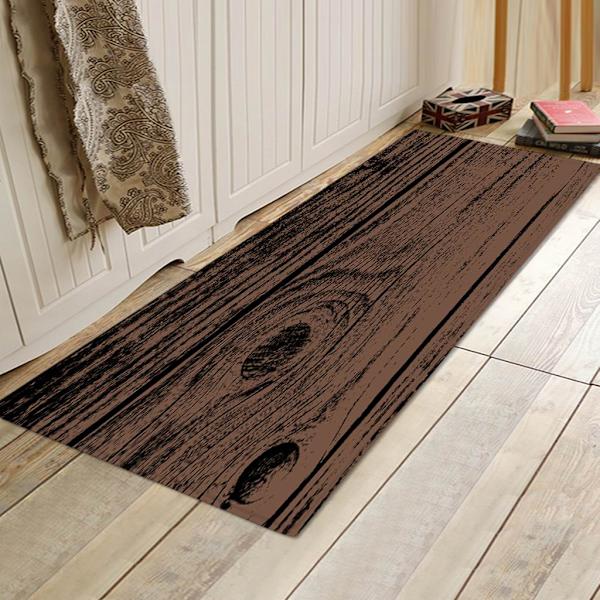 Printed 3D Golvmatta Runner Non-För slip Area Rug Wood Board