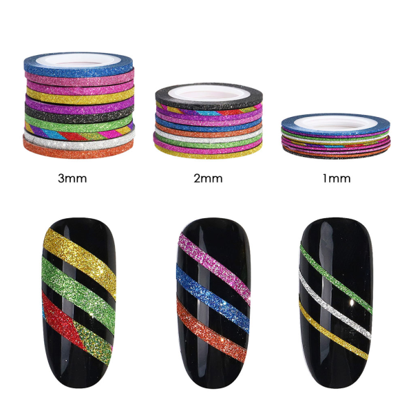 1/5 14x mångfärgade nail art för lätthet Random Color 3MM 1Set
