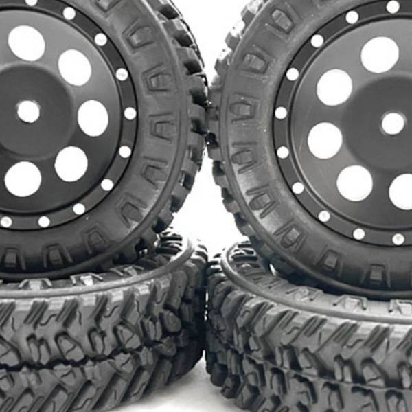 4st slitstarka hjulfälgar däck för FMS 1/24 FCX24 RC bil Black