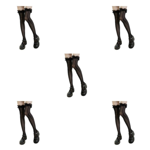 1/3/5 2 st spets Andas och hög elasticitet Lolita Fishnet black thigh-high socks 5PCS