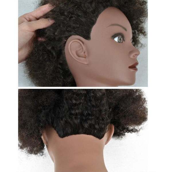 För Mångsidig Hårstyling Öva Dockhuvud Skyltdocka med Afro Light Black
