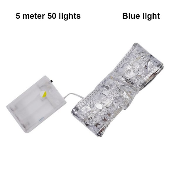 1/2/3/5 Christmas Tree Ribbon Lights Party Supplies För silver blue light 5 meters 50 lights 1Set