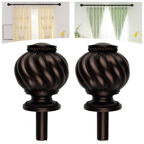 1/2/5 2 delar gardinstångsslut 3/4 tums ersättning för rummet dark brown 2 pcs 1 Pc