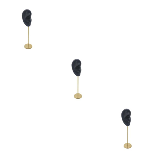 1/2/3 Örhänge Display Stand Human Ear Model Stud Holder Showcase Right Ear Black Height: 18cm 3Set