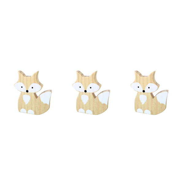 1/2/3 Trä För Fox Ornaments Dekor Väggkonst Dekoration White 12x15cm 3Set