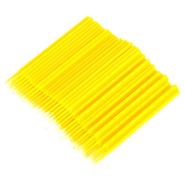 Förpackning med 100 Micro Brush Swab Applikatorer för engångsbruk Ögonbryn Yellow